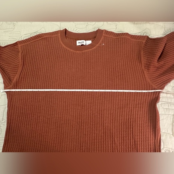 NWOT MATE the Label Organic Waffle Crew Top XS Rust Sample? Oversized - Picture 4 of 7